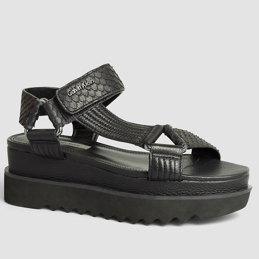 Calvin Klein Embossed Flatform Sandals